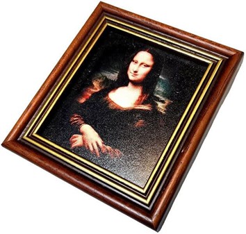 MONA LISA. Smuk miniaturemaleri i ramme med lille staffeli