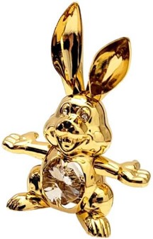 KANIN FIGUR. Smuk forgyldt munter kanin med Swarovski krystaller