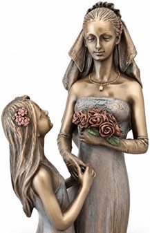BRYLLUPSFIGUR. Smuk bryllupsgave, bronzefigur Bruden med brudepige