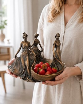 MORSDAG GAVE. Unik art nouveau skål med tre Lady til bolig dekoration