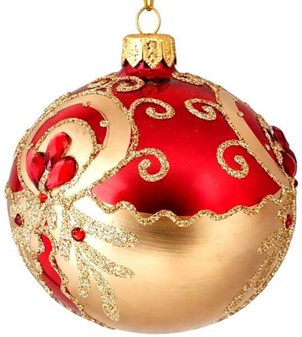 Fang julens lys: Rød-guld glas julekugler med Swarovski krystaller