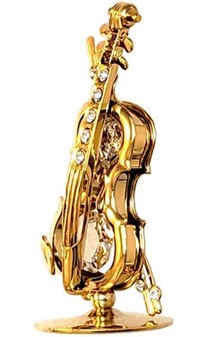 GAVEIDEER TIL MUSIKER. Forgyldt violin med Swarovski krystaller