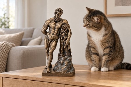 Monumental Herkules figur. Styrke, kunst og luksus til dit hjem