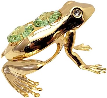 SMÅ GAVER TIL HENDE. Lille forgyldt frø med Swarovski krystaller