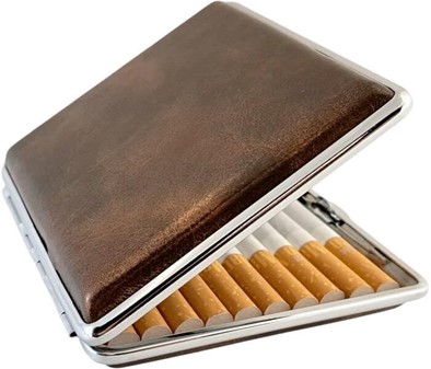 Cigaretetui metal & læder. Holdbart etui til 20 stk. Elegant design