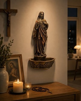 Enestående Jesus-figur med døbefont. Skønhed og hengivenhed på én gang