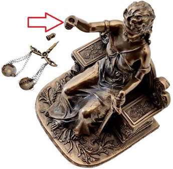 Themis figur. Retfærdigheds gudinde, skabt til advokater med stil