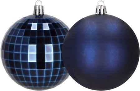 Mørkeblå julekugler plastik (30 stk). Elegante og brudsikre Ø 8 cm