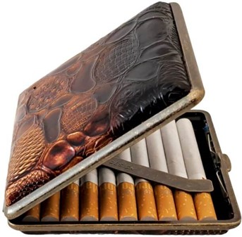 Billig Cigaretetui i Kunstigt Slangeskind til 20 King Size Cigaretter