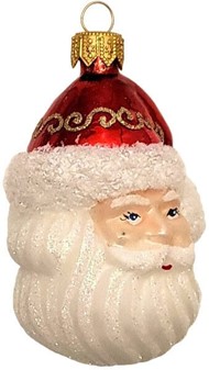 Polske julekugler figurer. Glas julemandens hoved. 2 stk, H 8,9 cm