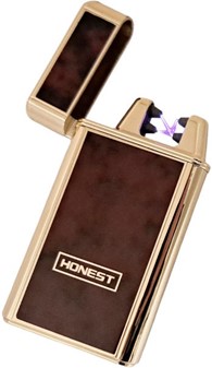 Luksuriøs USB Cigaret Lighter. Dobbelt Elektrisk Lysbue, Mahogni Farve