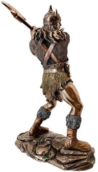 Viking figur. Bronzefigur af mægtige kriger, der svinger sin økse