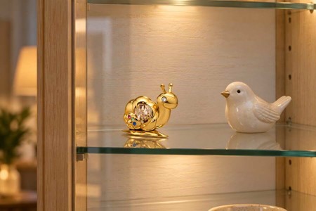 Forgyldt snegl med Swarovski-krystaller. En lille, men unik gave