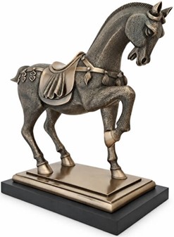 Gave til Rytter. Bronze Hestefigur. Symbol på Styrke, Frihed, Skønhed
