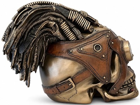 GODE GAVER. Flot Veronese figur af Steampunk kranie med læder hår