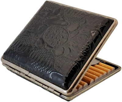 Elegant Sort Kunstlæder Cigaret etui til 20 King Size Cigaretter