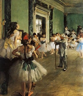 Charmerende miniaturemaleri. Kopi maleri af Edgar Degas "Ballettimen"