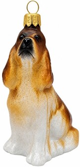 Juledekorationer hund. Sød glas figur af cocker spaniel, højde 14 cm