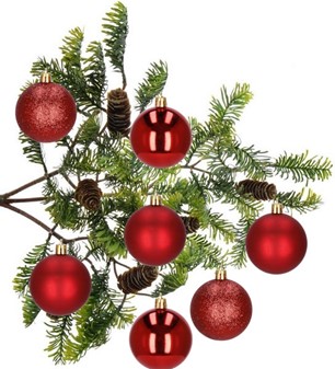 Julekugler plast rød blank, mat og gliter Ø 4,6 til 5 cm, 12 stk