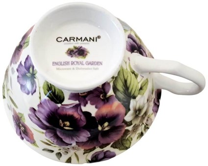 KAFFEKOPPER. Eksklusiv porcelænskop med stedmoderblomster