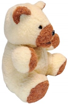 GAVER TIL BØRN. Dejlig og blød, uld maskot af siddende Bamse. H 35 cm