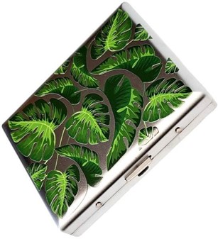 Metal Cigaretetui Til 20 stk - Billige Etetui med fingerphilodendron