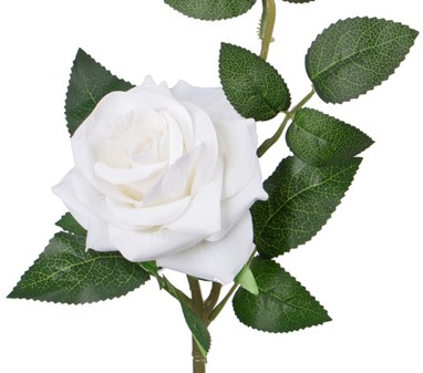 Smuk kunstige stilk med 2 fløjl roser i hvid. Højde: 55 cm, Ø: 9 cm