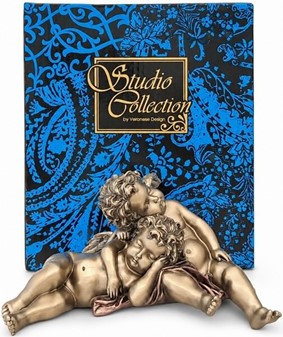 JULEGAVE IDEER TIL HENDE. Smuk bronzefigur af sovende to engle