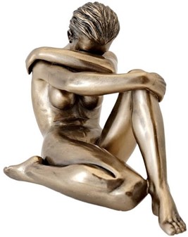 BILLIG KÆRESTE GAVE. Bronze statuette af siddende nøgne kvinde