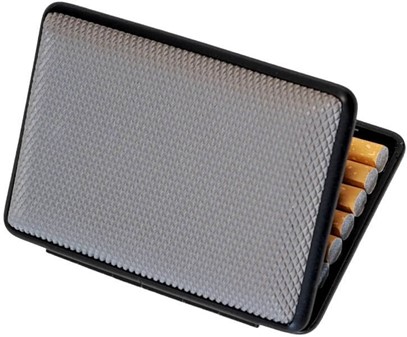 LILLE CIGARETETUI. Syntetisk læder i grå til 14 King Size cigaretter