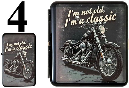 Chopper Ikon Sæt: Cigaret Etui og Benzin Lighter - Perfekt Gave
