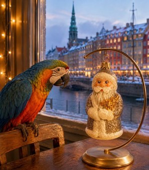 Sølv julemand glasfigur til juletræ, 10 cm | Elegant julepynt