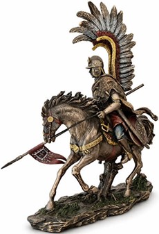Udsøgt bronze figur af Hussar, polsk kriger på heste. God gave til ham
