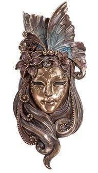 VÆGDEKORATION. Stor vægfigur i Venetiansk maske stil. Billig vægpynt