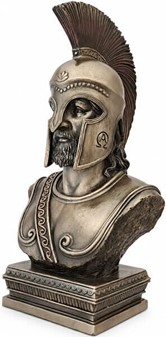 GAVE TIL BEDSTE VEN. Bronze buste af spartansk kriger i korinth hjelm