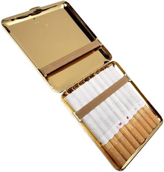 KØB JULEGAVE. Fantastisk forgyldt cigaretetui til standard cigaretter