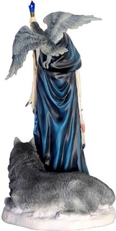 ROMANTISKE GAVER. Kvindelig Shaman og ulv. Dekorativ polyresin figur