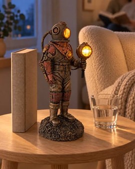 DEKORATION HJEMMET. Steampunk Veronese figur af døde dykker med LED