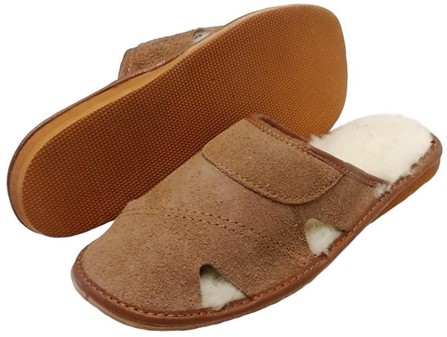 LÆDER HJEMMESKO HERRE. Ruskind, brun slippers til mænd, kun 149 kr