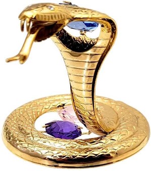 JULEGAVEN TIL MÆND. Kobra. Forgyld figurine med Swarovski krystaller