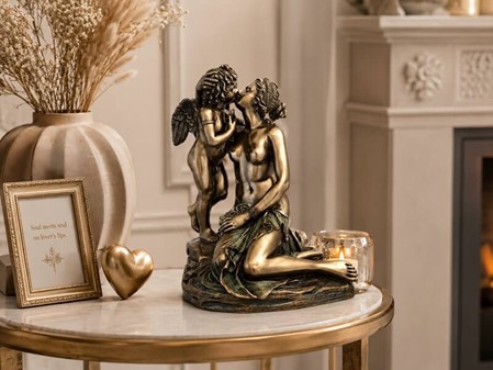Amor og Psyke Figur. Romantisk bronzeskulptur til tidløse øjeblikke