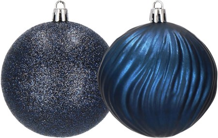 Mørkeblå julekugler plastik (30 stk). Elegante og brudsikre Ø 8 cm