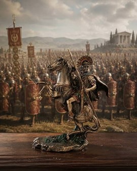 GAVE HAM. Imporedende bronze skulptur af Romerske centurion på hest