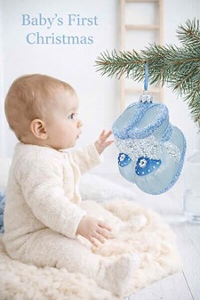 Julekugler fra Polen. Rigt dekoreret baby sko i mat blå glas, H 10 cm