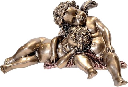 JULEGAVE IDEER TIL HENDE. Smuk bronzefigur af sovende to engle