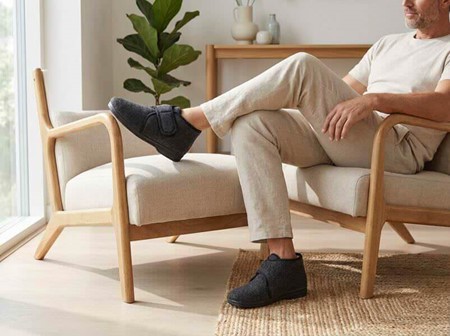 Filt Hjemmesko Herre. Med Velcro og gummisål - til unge og ældre mænd