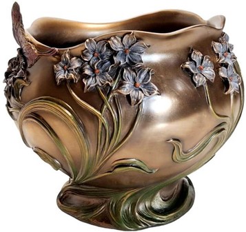 ART NOUVEAU VASE. Unik Veronese vase med blomster og sommerfugl