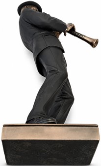 GAVE TIL MUSIKER. Flot bronzefigur af Jazz klarinettist. Reol pynt
