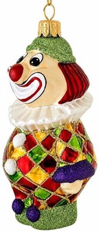 Mundblæst julekugler figur. Stor håndmalede figur af sjov klovn. 13cm