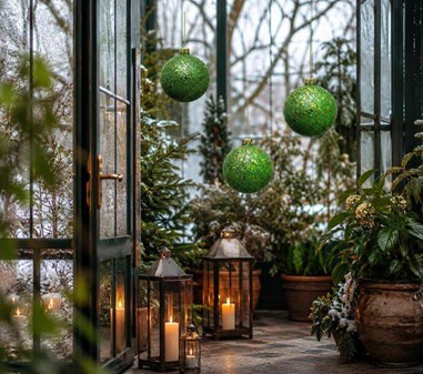 Lysegrøn Julemagi: Håndlavede Glas Julekugler med Guldstøv. Ø 8cm 6stk